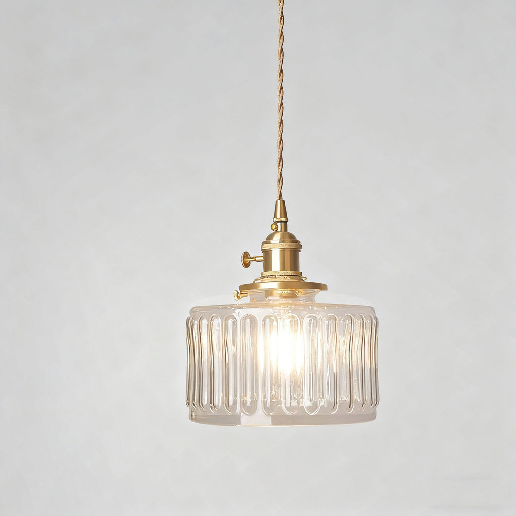 Transparent Striped Cylinder Pendant Light