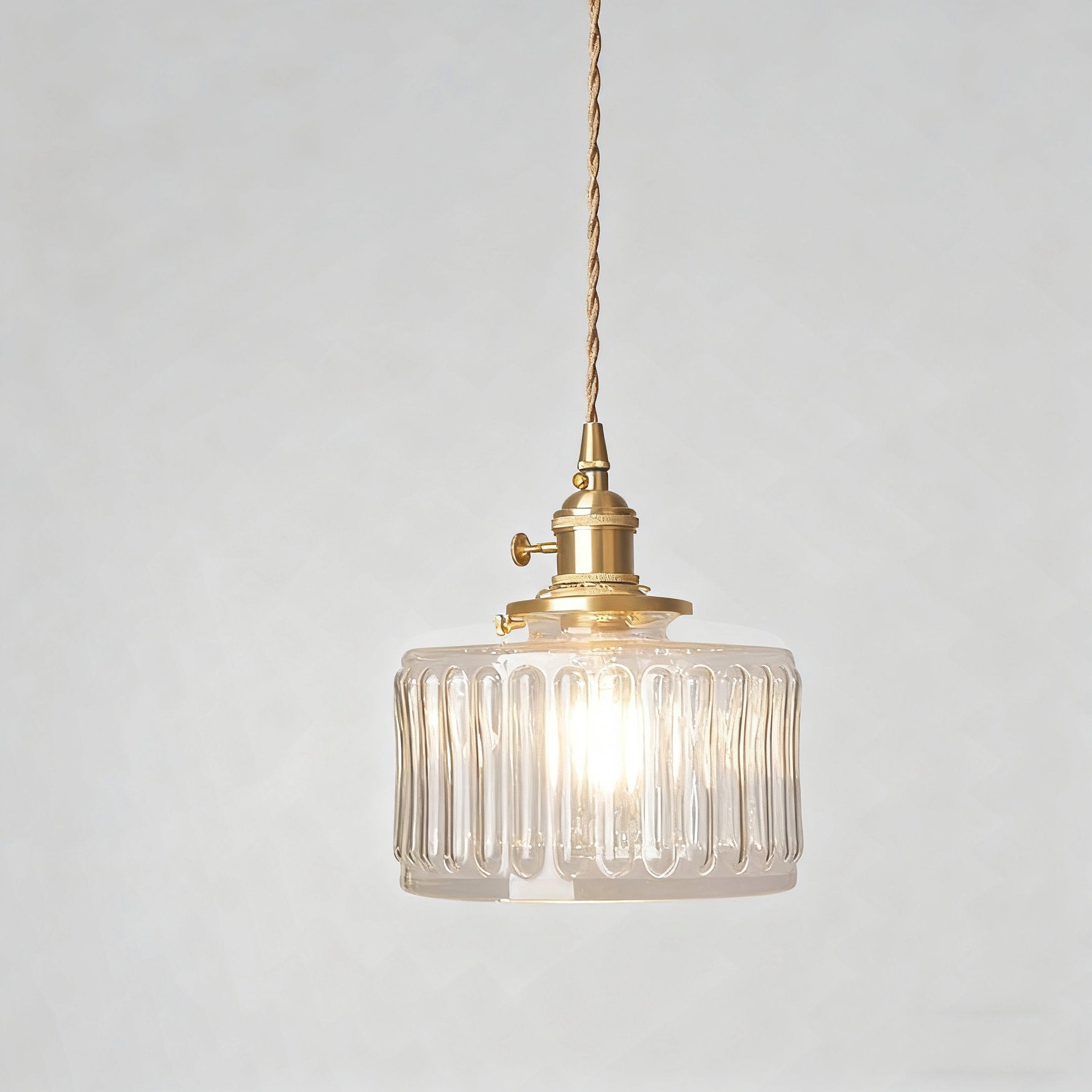 Transparent Striped Cylinder Pendant Light