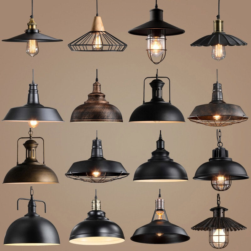 Black Industrial Pendant Light, Style B
