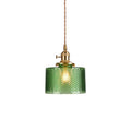 Green Ripple Cylinder Pendant Light