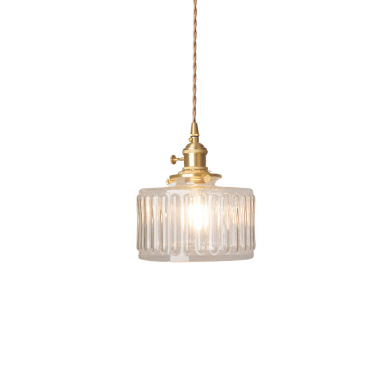 Transparent Striped Cylinder Pendant Light